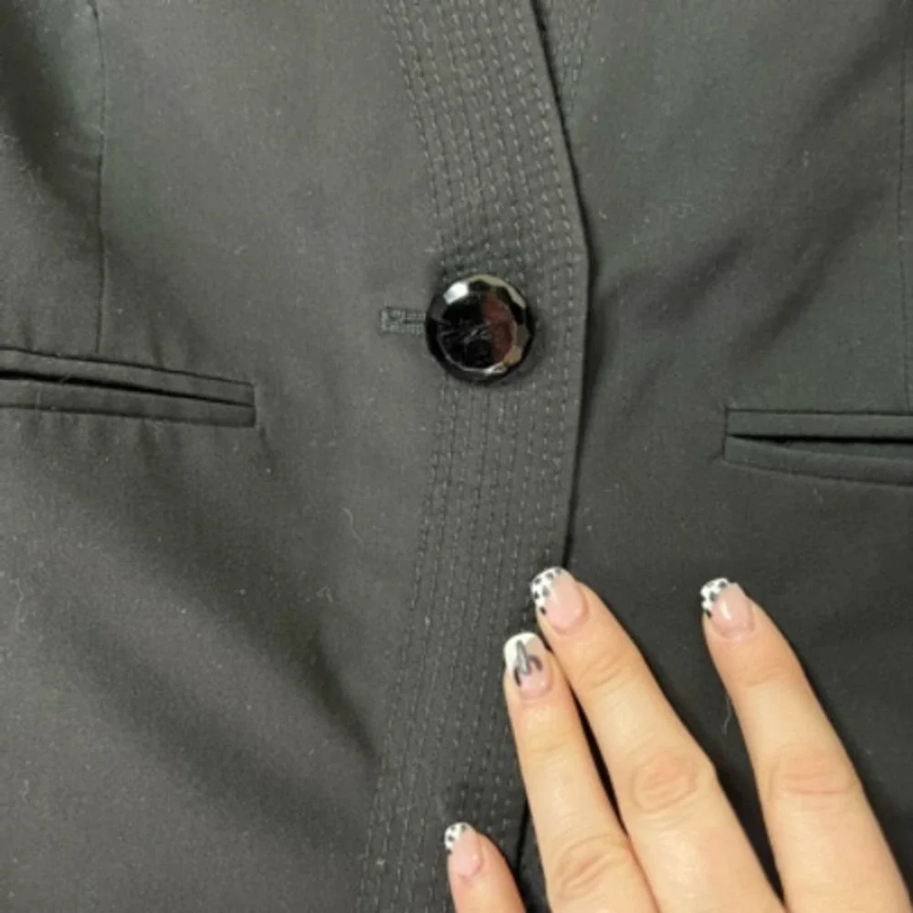 Style&co. Womens Blazer Jacket Black Single Button‎ Slash Pockets V Neck 4